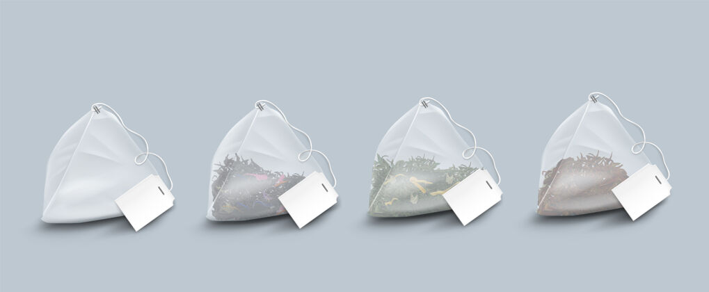健康金字塔形状的茶叶和草药袋三角形英文包