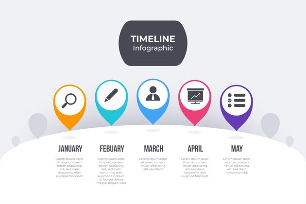 市场营销平面设计彩色时间线信息图图表图形选项