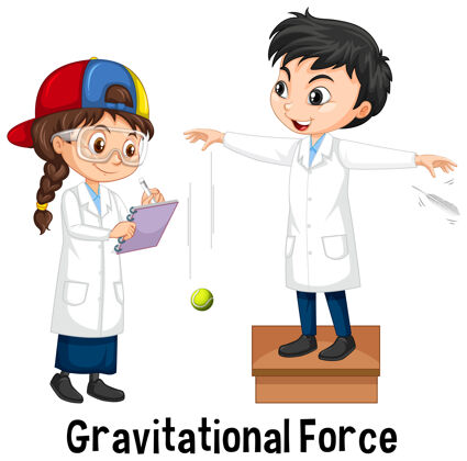 设备两个科学家在做引力卡通青年青年