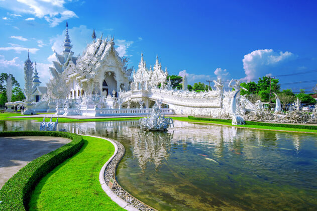 东方泰国清莱的华容坤寺（白寺）雕刻雕塑亚洲