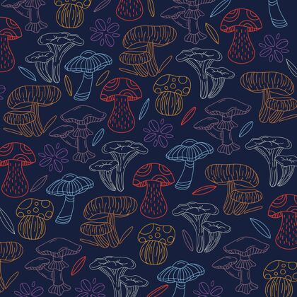 蘑菇手绘蘑菇图案手绘墙纸背景
