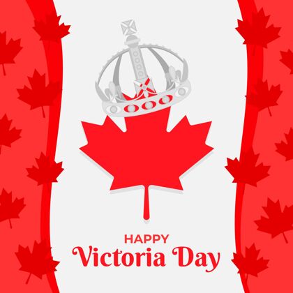 维多利亚女王加拿大维多利亚日平面插图皇冠枫叶活动