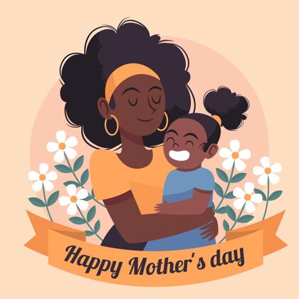 为人父母手绘母亲节插图庆祝手绘母亲节快乐