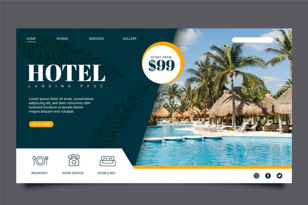 旅游现代酒店登录页模板与照片酒店登录页度假村