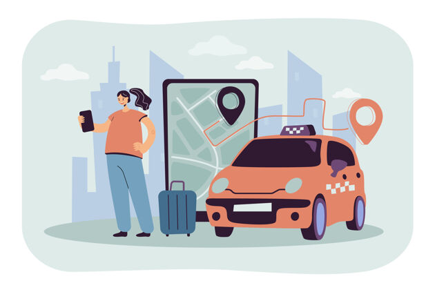 导航网上叫出租车去机场的人城市应用程序机场