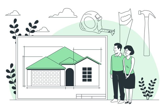 建筑建立你的家概念插图设计夫妻建筑
