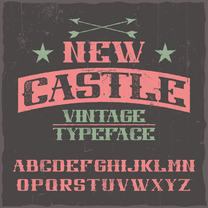 字母表老式标签字体命名为新城堡刻字制造顺序