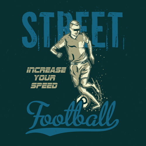 运动T恤或海报设计与足球运动员的插图男人球员黑人
