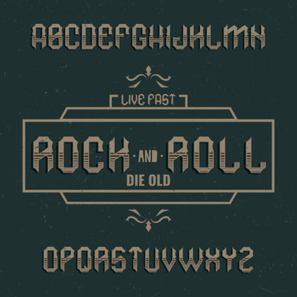 雕刻复古标签字体名为rockandroll摇滚排版复古