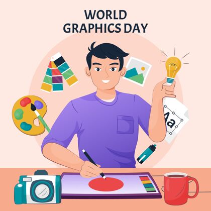 造型设计手绘世界图形日插画庆典4月27日全球