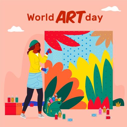 艺术平面世界艺术日插画艺术家创意庆典