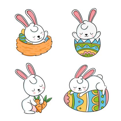复活节手绘复活节兔子系列传统宗教兔子