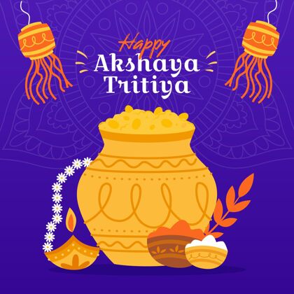 阿克沙耶特里提亚手绘akshayatritiya插图节日佛法庆祝
