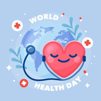 国际手绘世界卫生日插图医疗保健全球活动