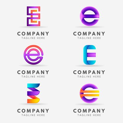 Branding创意渐变e标志系列Corporateidentity标语Letter