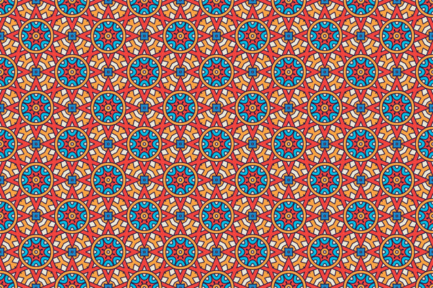 阿拉伯几何无缝图案 圆形元素东方蕾丝抽象