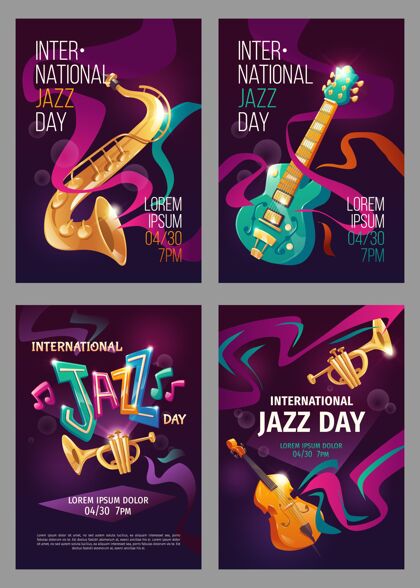 音乐平面国际爵士日海报模板乐器爵士乐音乐会