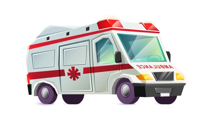 医疗救护车被隔离在白色消防员货车汽车