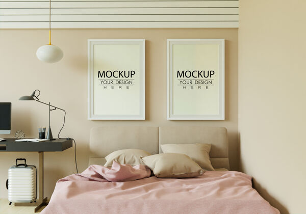 家具海报框架模型室内卧室墙三维渲染房间