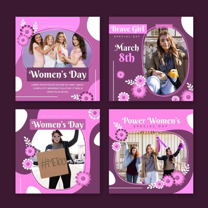 全球平面国际妇女节instagram帖子集两性平等平面设计社交媒体帖子