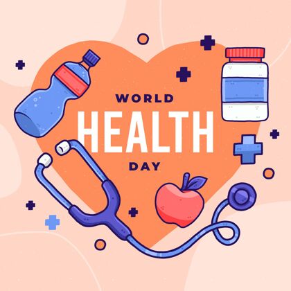 医疗保健手绘世界卫生日插图健康日医疗保健心脏