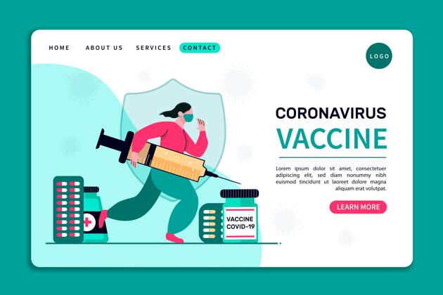 疾病冠状病毒疫苗登陆页冠状病毒平面设计预防