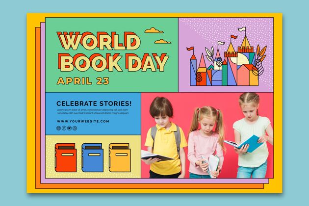 4月23日世界图书日横幅模板全球小说图书日