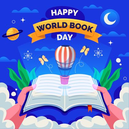 小说平面世界图书日插画平面设计图书日世界图书和版权日