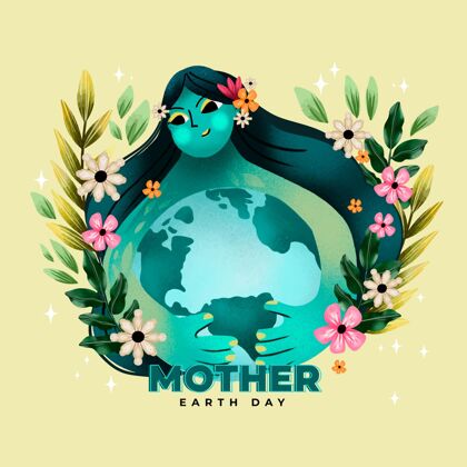 地球母亲日水彩地球母亲日插画气候变化地球地球日