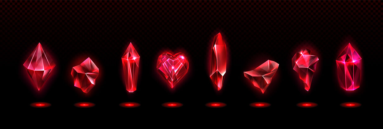 玻璃红色魔法水晶套装有机三维宝石