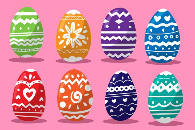 分类彩色手绘装饰复活节彩蛋收藏华丽复活节插图