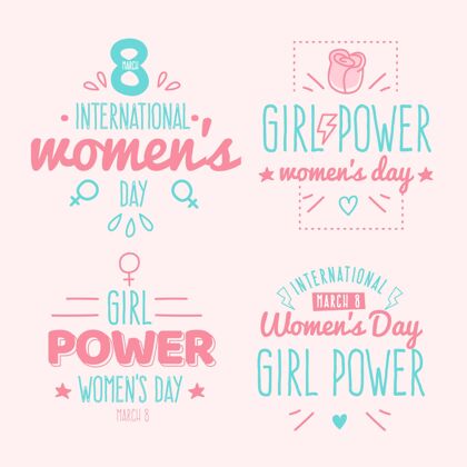 妇女节手绘刻字国际妇女节徽章系列女性赋权分类平等