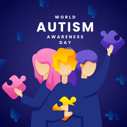 国际梯度世界自闭症意识日插图拼图疾病插图拼图