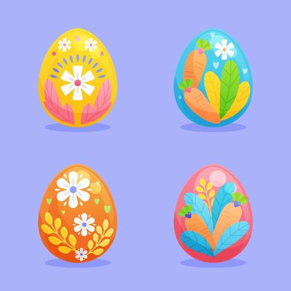 华丽彩色平面装饰复活节彩蛋收藏Pascha分类复活节彩蛋