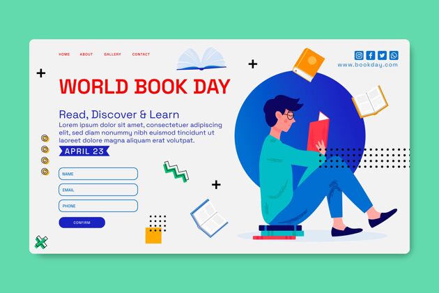 图书世界图书日庆祝活动的登录页模板网页模板庆祝国际