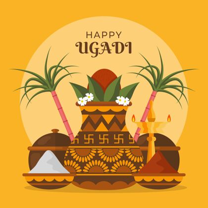 节日平面乌加迪插图庆祝印度插图