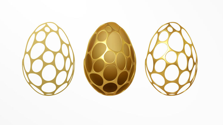 光泽复活节贺卡与一个在一个金色的有机现实三维网格图案复活节彩蛋的形象珠宝装饰豪华装饰品矢量插图eps10抽象优雅彩蛋