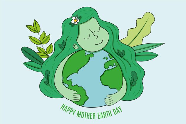 保护手绘地球母亲节插图四月地球母亲地球母亲日