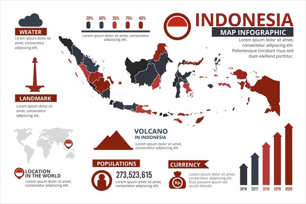 国家平面印尼地图信息图形模板地理模板地形