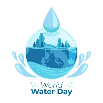 全球世界水日插图与自然和水滴3月22日水日意识