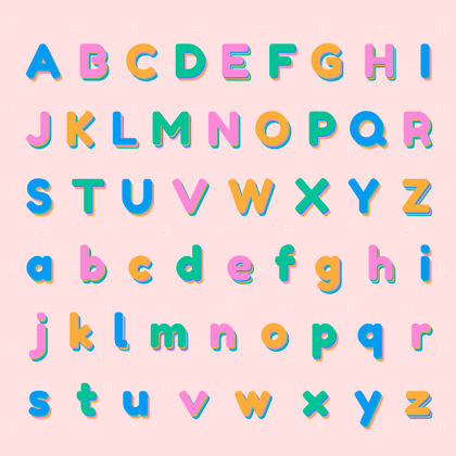 粗体3d彩色字母集字母三维排版字体