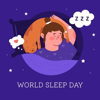 枕头女人睡觉世界睡眠日床活动插图