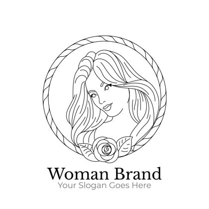 徽章线性平面女人标志模板商标标志平面设计