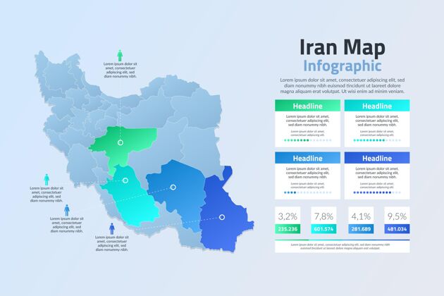 模板渐变伊朗地图信息图形模板伊朗信息国家