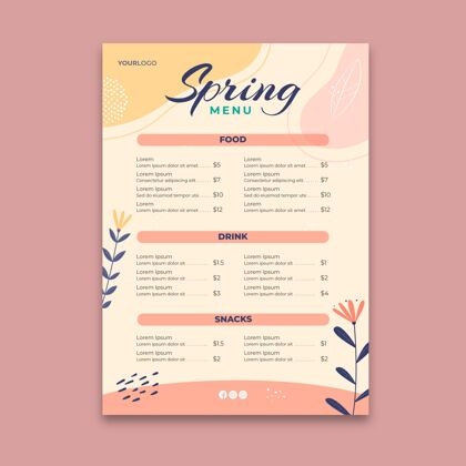 绘图春季菜单模板季节花卉菜单