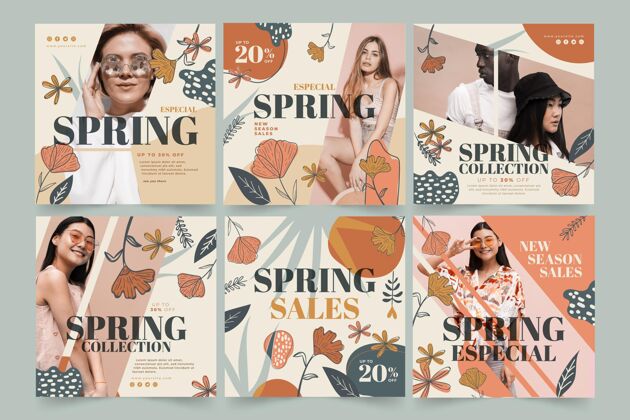 春天Instagram发布春季时装销售系列销售设置蔬菜