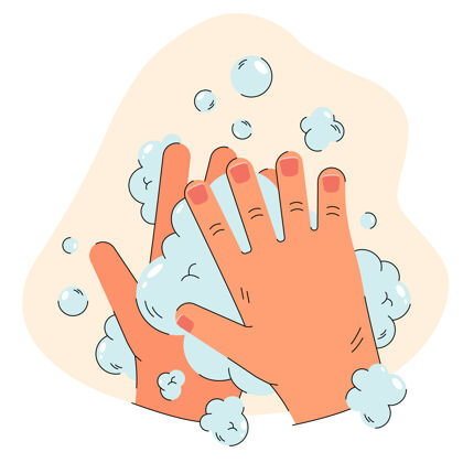 预防肥皂泡沫里的人手洗涤洗手液防护
