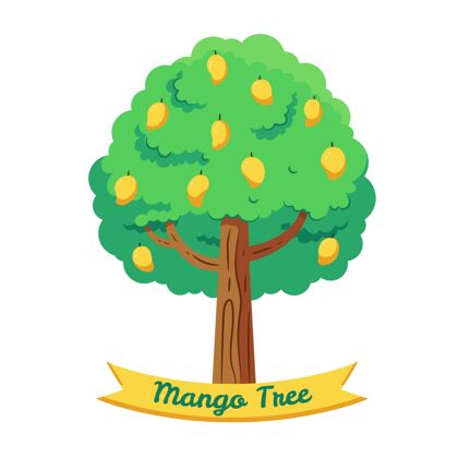 小吃芒果树插画树水果含糖