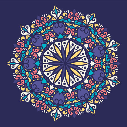 圆圈曼荼罗插图地毯抽象花卉