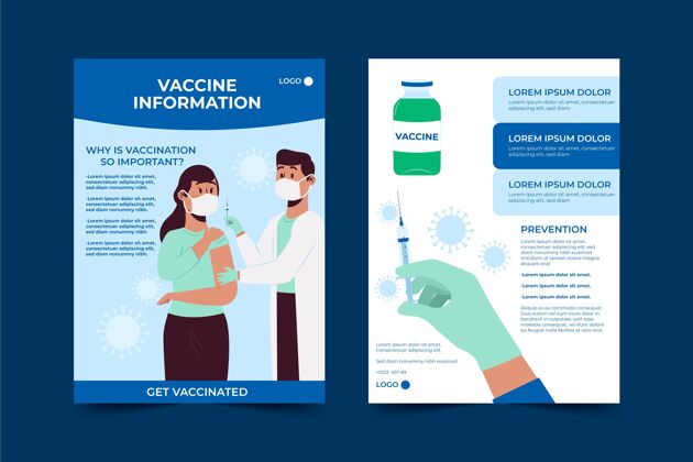 疾病手绘冠状病毒疫苗接种宣传册健康病毒预防